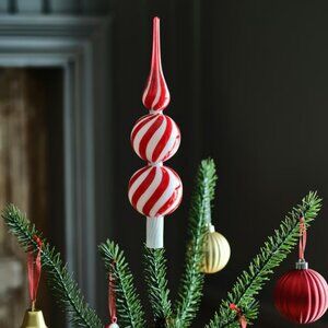 IKEA VINTERFINT tree topper, glass red/white, 11 "